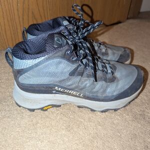 Merrell Womens Size 8 Wide 8W Moab Speed GTX Gore-Tex Navy Mid Hiking Boots